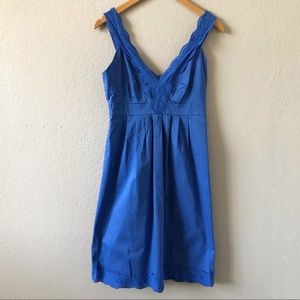 ANA Blue Lace V-Neck Fit Flare Sleeveless Dress 4